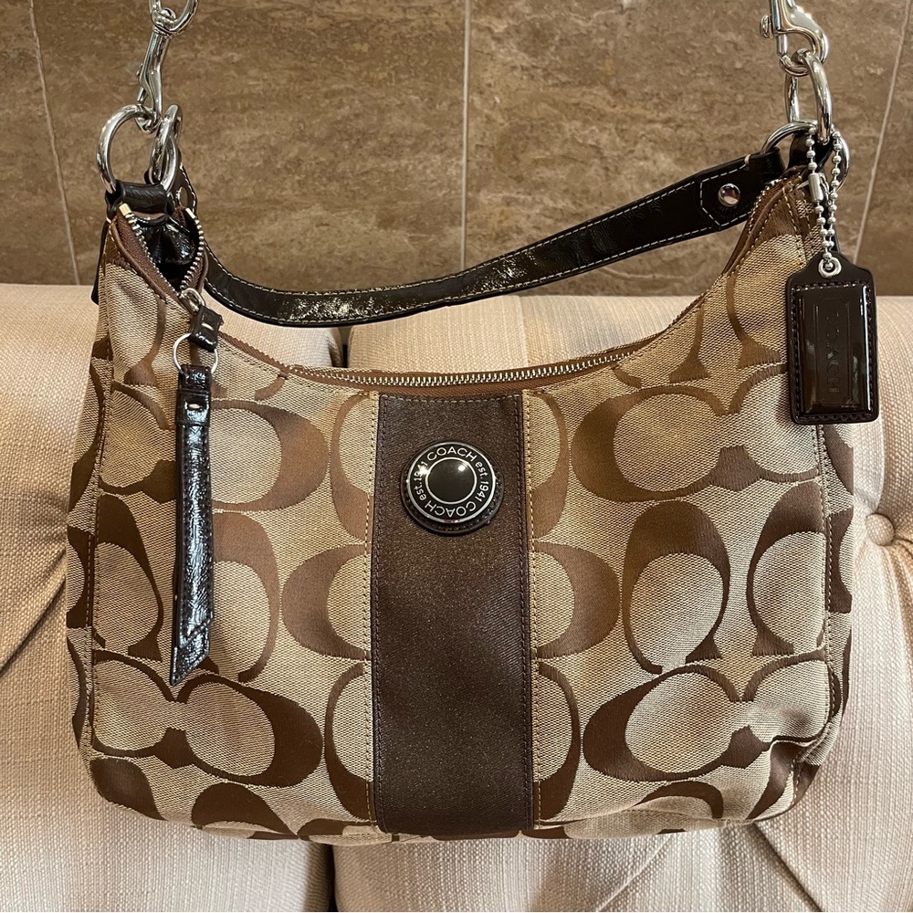 Coach Bag Signature Brown Logo Shoulder Crossbody Bag Gem